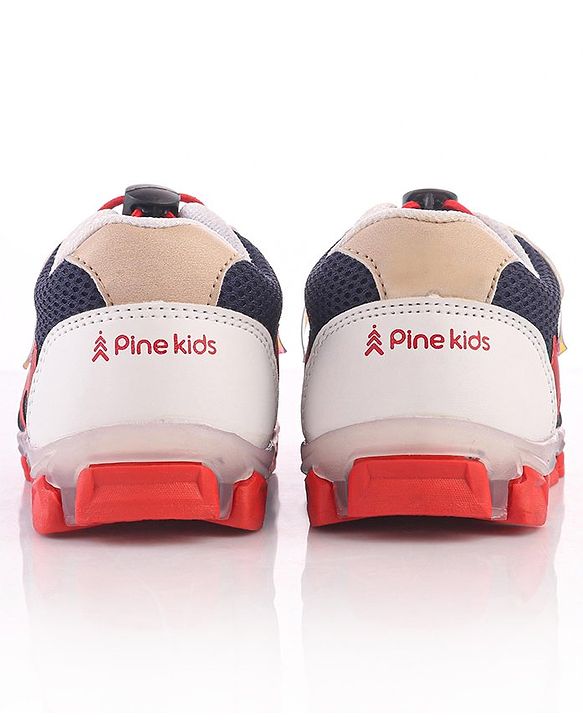 Pine Kids Sports Shoes with LED Lights - White Red