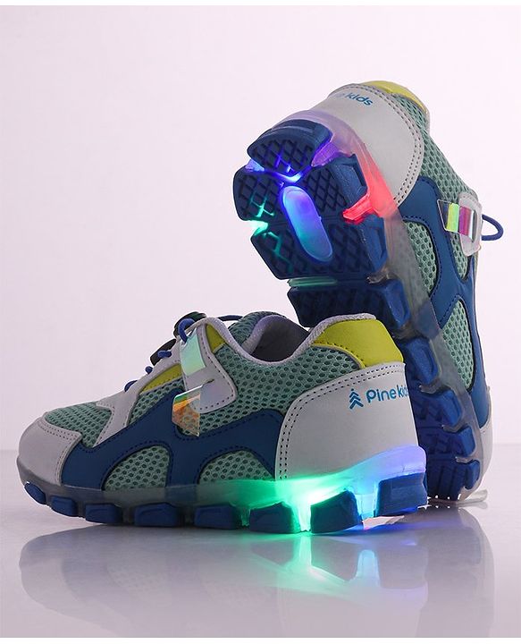 Pine Kids Sports Shoes with LED Lights - White Red