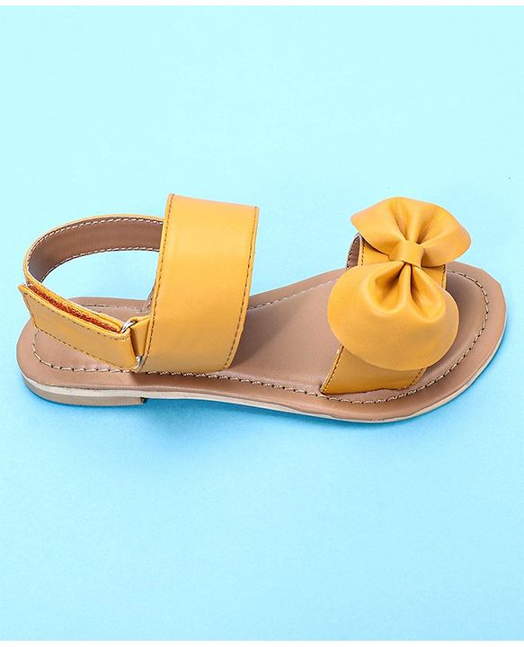 Pine Kids Sandals Bow Applique - Mustard Yellow