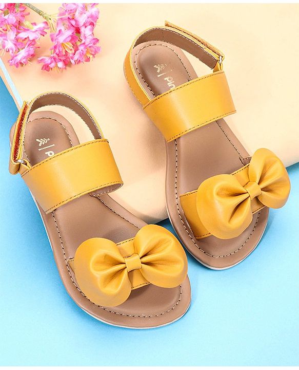 Pine Kids Sandals Bow Applique - Mustard Yellow