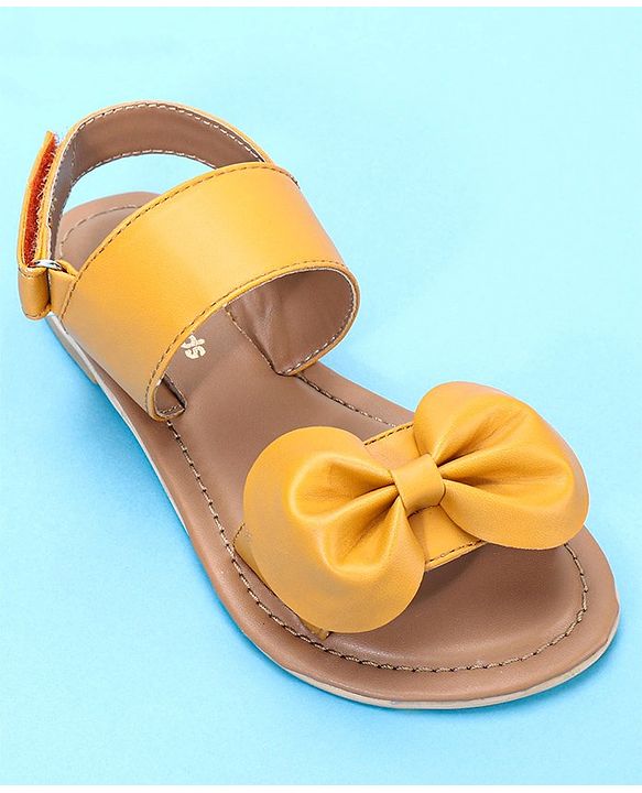 Pine Kids Sandals Bow Applique - Mustard Yellow