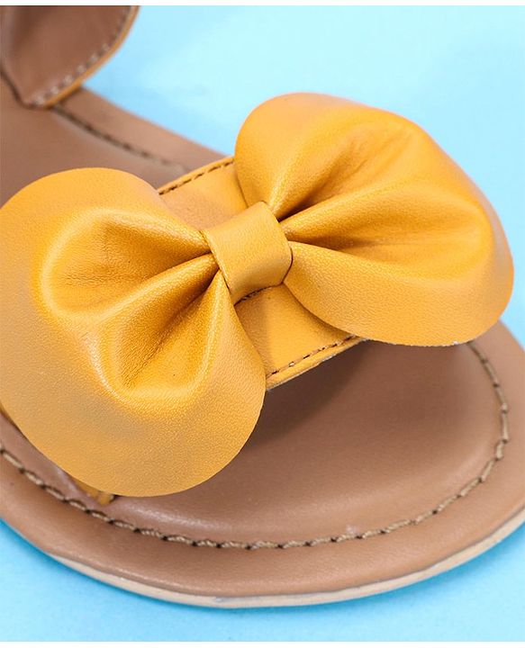 Pine Kids Sandals Bow Applique - Mustard Yellow