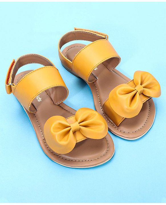Pine Kids Sandals Bow Applique - Mustard Yellow
