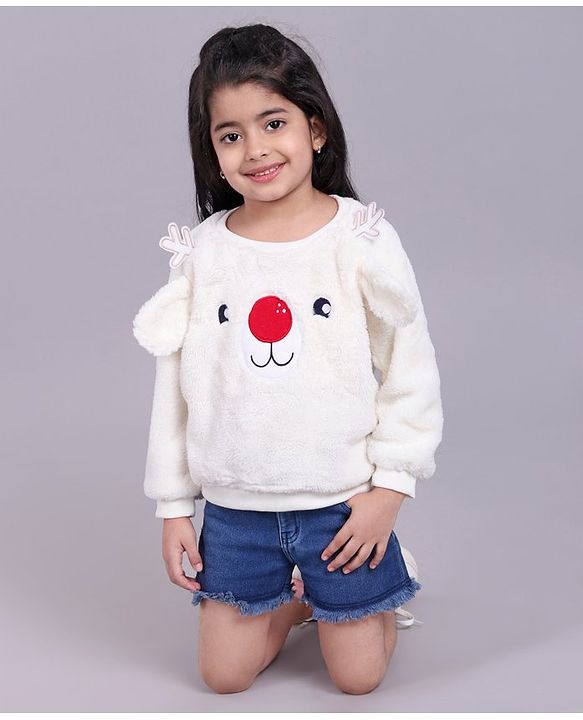 Babyhug Full Sleeves Cotton Sweatshirt - Off White