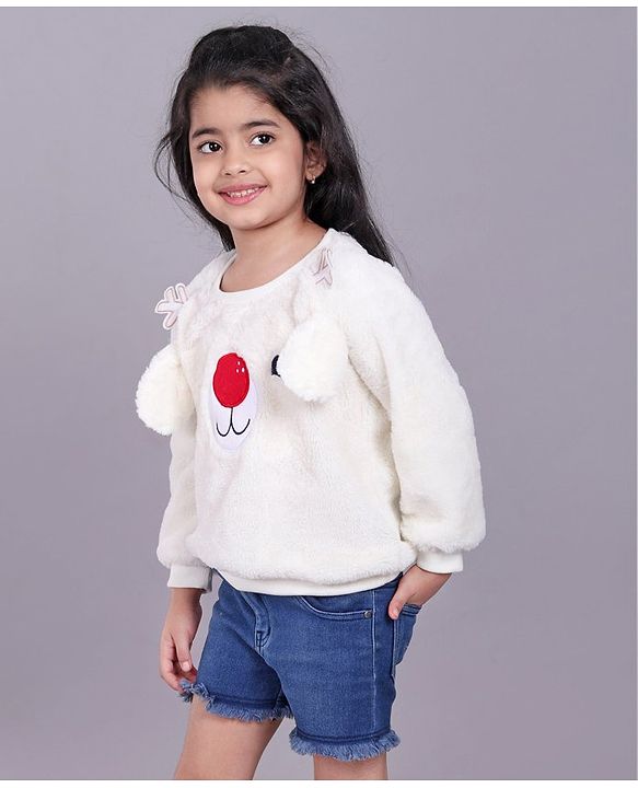 Babyhug Full Sleeves Cotton Sweatshirt - Off White