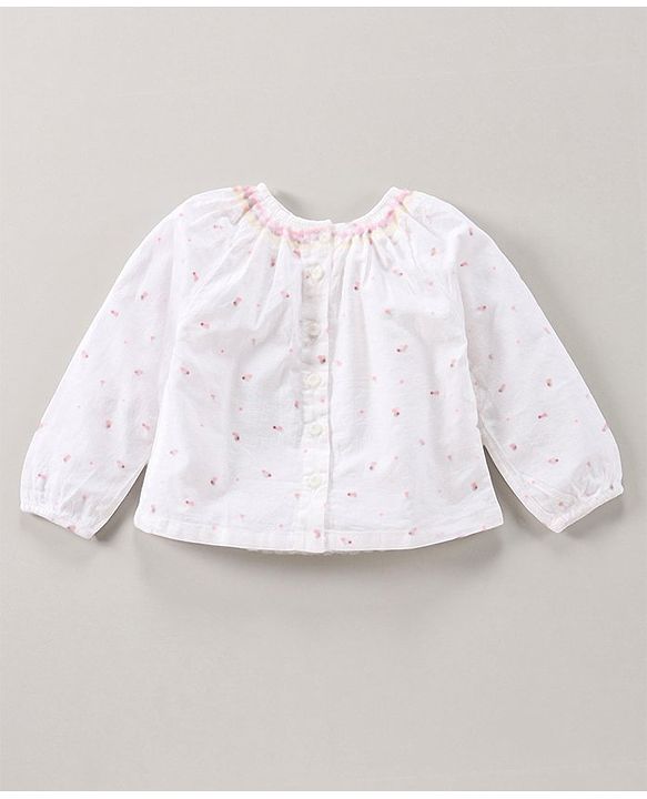 Babyhug Peasant Sleeves Top & Jeans Floral Print - White Red