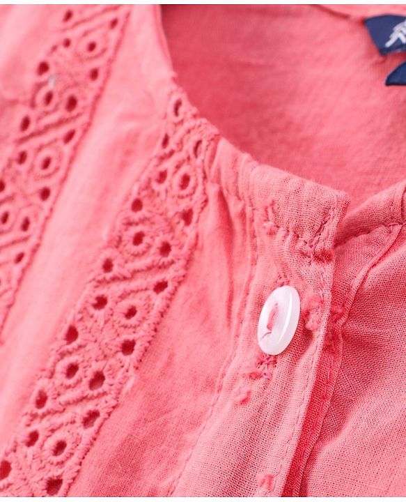 Pine Kids Full Sleeves Schiffli Top - Rose Pink
