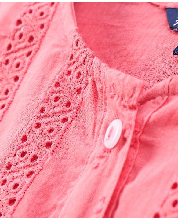 Pine Kids Full Sleeves Schiffli Top - Rose Pink