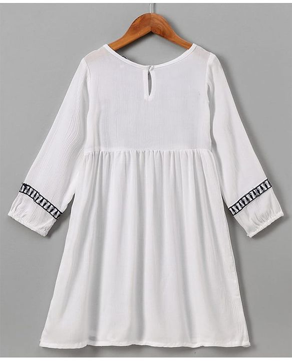 Pine Kids Full Sleeves Dress Embroidered - Snow White