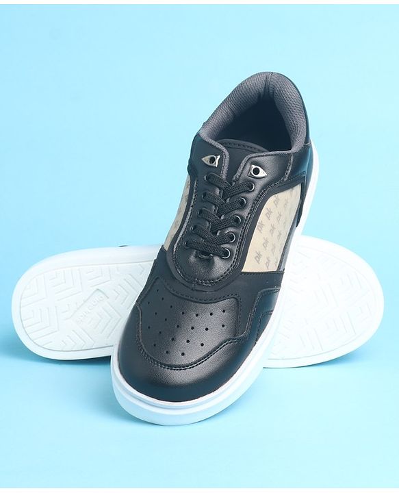 Pine Kids Slip On Casual Shoes Logo Design - Black