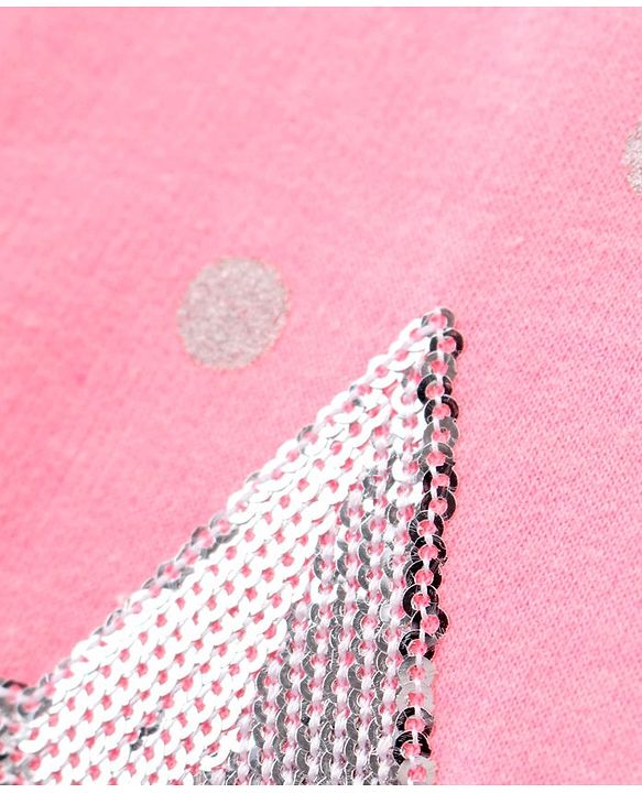Babyhug Full Sleeves Sweatshirt Star Sequin Design - Pink