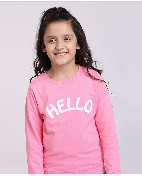 Pine Kids Full Sleeves Bio Washed Sweatshirt Text Graphic Pack of 2 - Pink & Blue