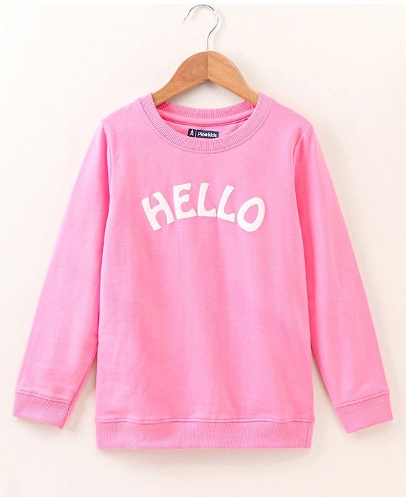 Pine Kids Full Sleeves Bio Washed Sweatshirt Text Graphic Pack of 2 - Pink & Blue