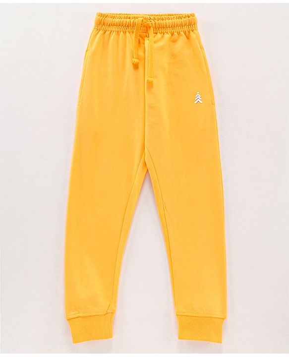 Pine Kids Full Length Bio Wash Track Pants Solid - Yellow Blue