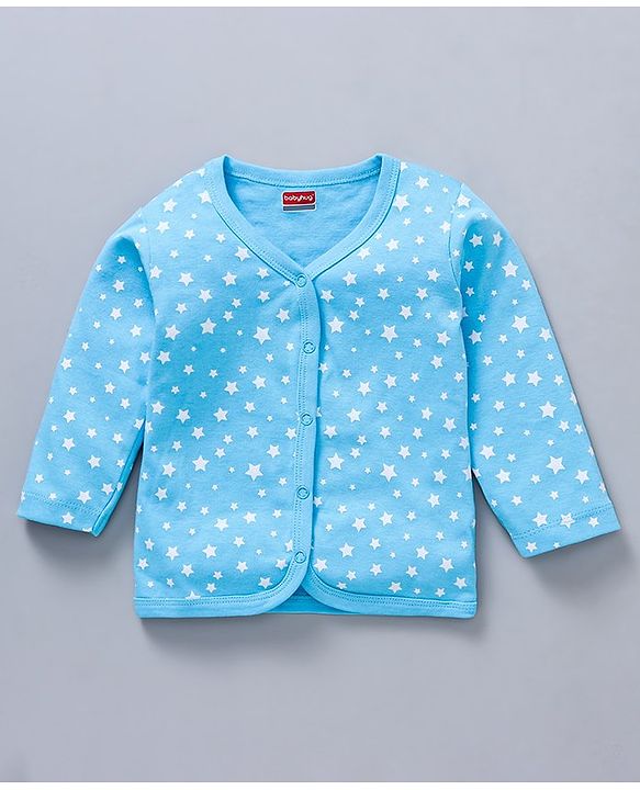 Babyhug 100%Cotton Full Sleeves Vests Dino Print Pack of 3 - Sky Blue White Yellow