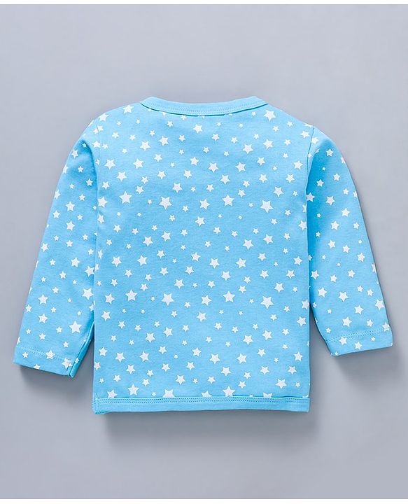 Babyhug 100%Cotton Full Sleeves Vests Dino Print Pack of 3 - Sky Blue White Yellow