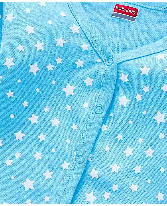 Babyhug 100%Cotton Full Sleeves Vests Dino Print Pack of 3 - Sky Blue White Yellow