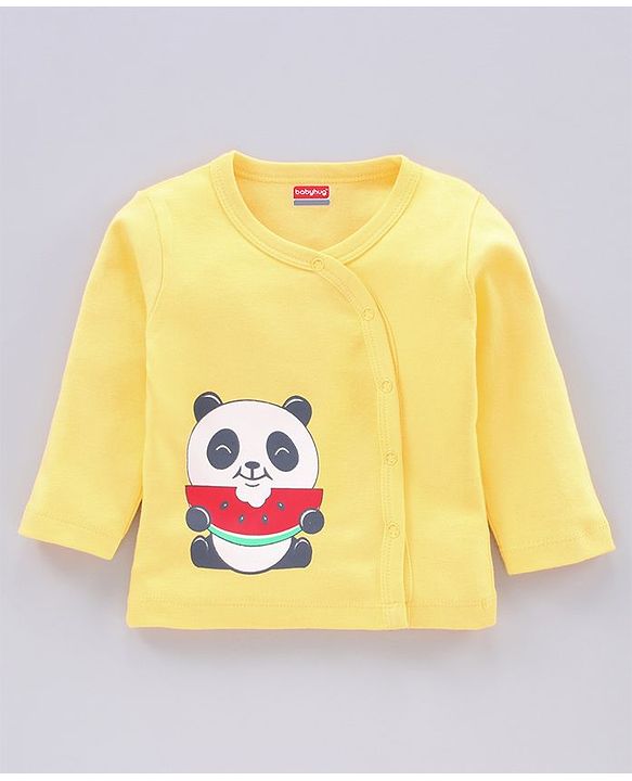 Babyhug 100% Cotton Full Sleeves Vests Panda Print Pack of 2 - Yellow Blue