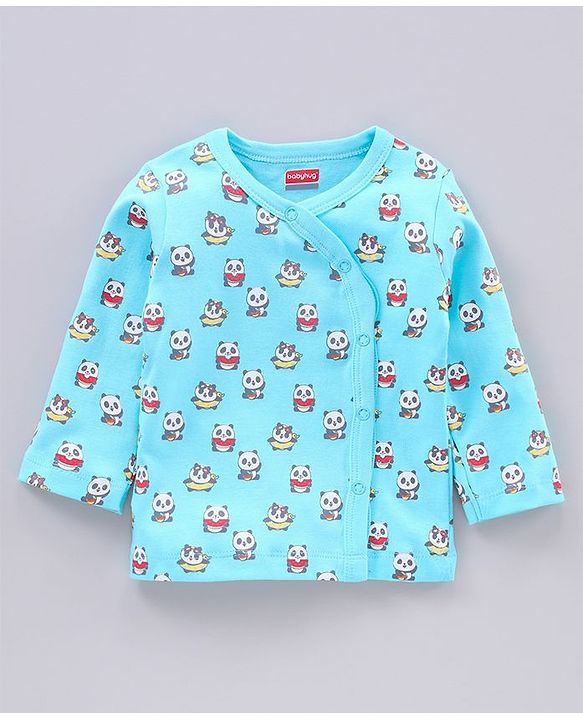 Babyhug 100% Cotton Full Sleeves Vests Panda Print Pack of 2 - Yellow Blue