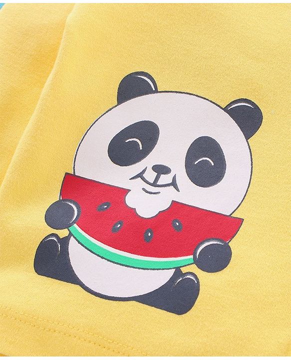 Babyhug 100% Cotton Full Sleeves Vests Panda Print Pack of 2 - Yellow Blue