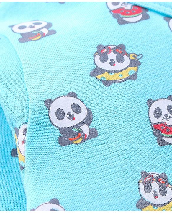 Babyhug 100% Cotton Full Sleeves Vests Panda Print Pack of 2 - Yellow Blue