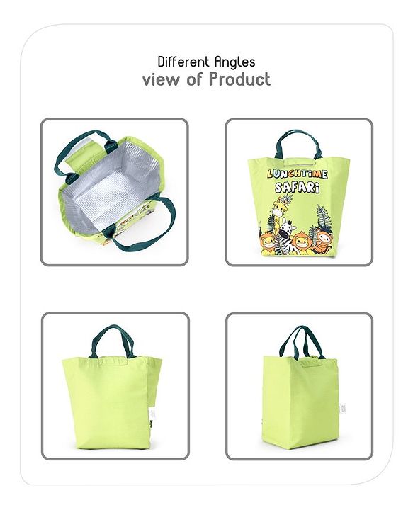 Babyhug Insulated Lunch Bag With Safari Print - Green (Slight Print May Vary)