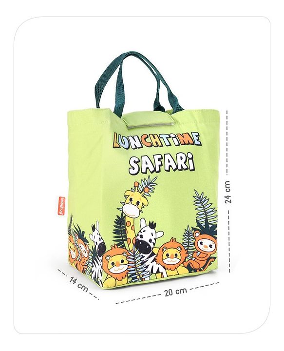 Babyhug Insulated Lunch Bag With Safari Print - Green (Slight Print May Vary)
