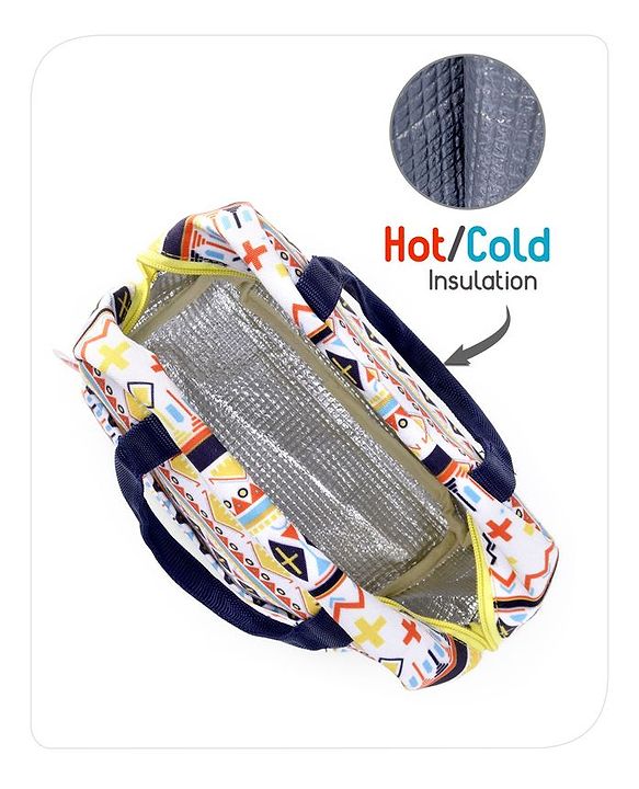 Babyhug Portable and Reusable Insulated Lunch Bag With Strips Print|For School,Travel and Outdoors|Premium & Easy to Carry| - Color May Vary