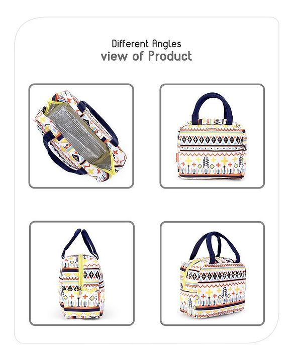 Babyhug Portable and Reusable Insulated Lunch Bag With Strips Print|For School,Travel and Outdoors|Premium & Easy to Carry| - Color May Vary