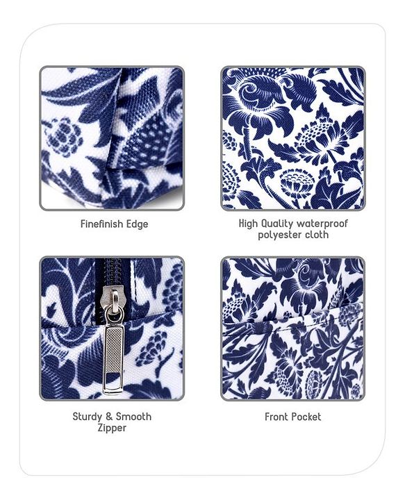 Babyhug Portable and Reusable Insulated Lunch Bag with Floral Print|For School,Travel and Outdoors|Premium & Easy to Carry| - Blue