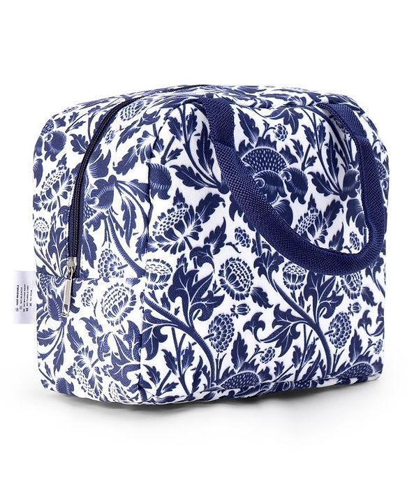Babyhug Portable and Reusable Insulated Lunch Bag with Floral Print|For School,Travel and Outdoors|Premium & Easy to Carry| - Blue