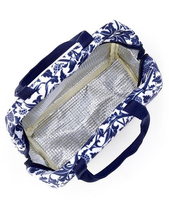 Babyhug Portable and Reusable Insulated Lunch Bag with Floral Print|For School,Travel and Outdoors|Premium & Easy to Carry| - Blue