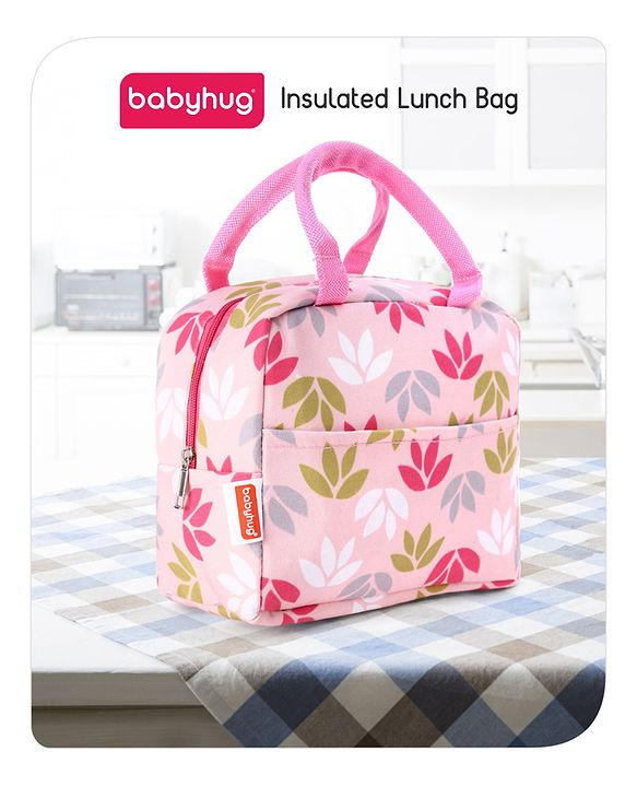 Babyhug Portable and Reusable Insulated Lunch Bag with Floral Print|For School,Travel and Outdoors|Premium & Easy to Carry| - Blue