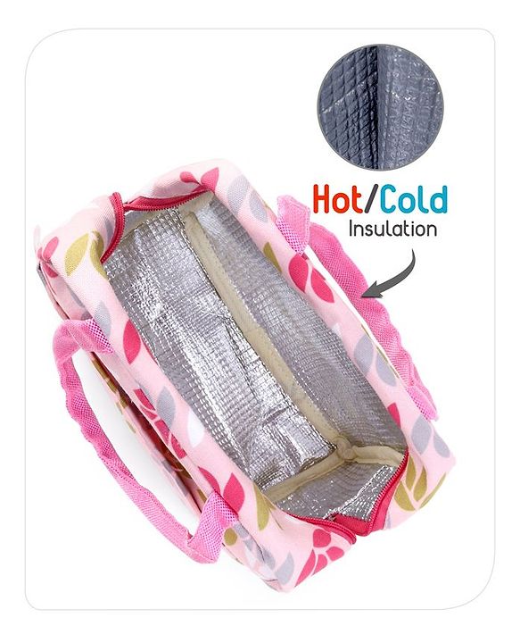 Babyhug Portable and Reusable Insulated Lunch Bag with Floral Print|For School,Travel and Outdoors|Premium & Easy to Carry| - Blue