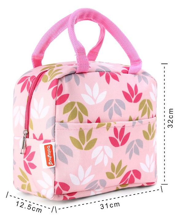 Babyhug Portable and Reusable Insulated Lunch Bag with Floral Print|For School,Travel and Outdoors|Premium & Easy to Carry| - Blue
