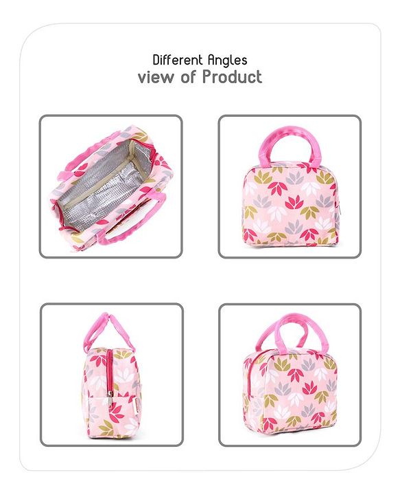 Babyhug Portable and Reusable Insulated Lunch Bag with Floral Print|For School,Travel and Outdoors|Premium & Easy to Carry| - Blue