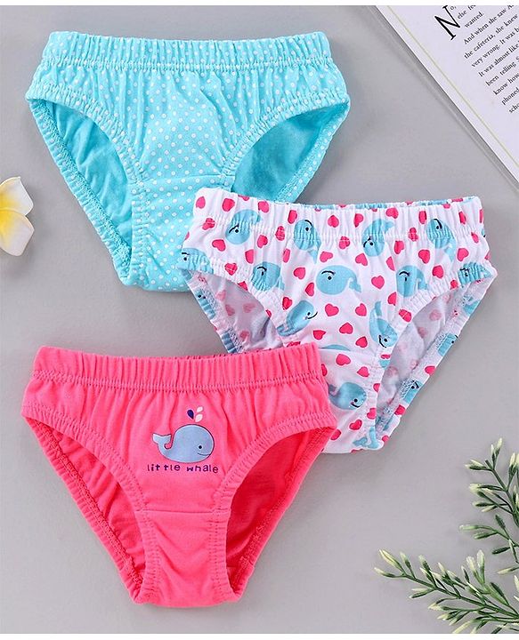 Babyhug 100% Cotton Panties Pack of 3 - Blue Pink