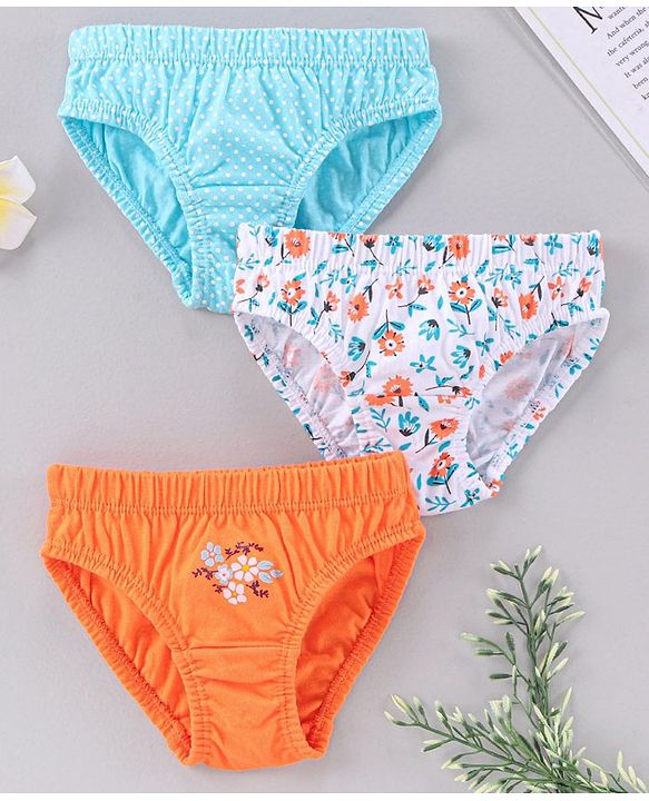 Babyhug 100% Cotton Panties Pack of 3 - Blue Orange White