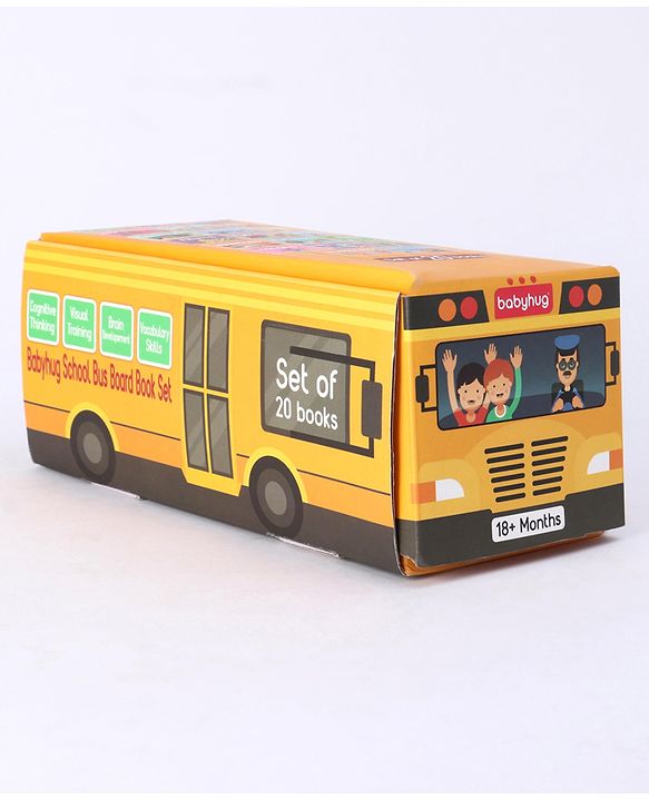 Babyhug School Bus Board Books- Set of 20| Back to Back 22 Pages| Basic Concepts|Early Learning Pocket-Sized Pre-School book|Premium & Handy|Ideal for Gifting