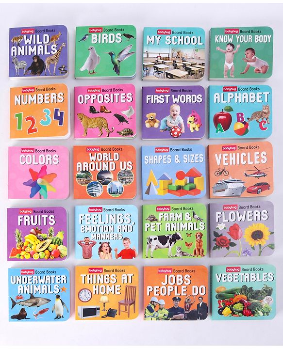 Babyhug School Bus Board Books- Set of 20| Back to Back 22 Pages| Basic Concepts|Early Learning Pocket-Sized Pre-School book|Premium & Handy|Ideal for Gifting