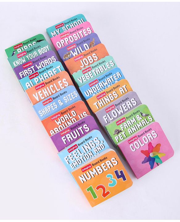 Babyhug School Bus Board Books- Set of 20| Back to Back 22 Pages| Basic Concepts|Early Learning Pocket-Sized Pre-School book|Premium & Handy|Ideal for Gifting