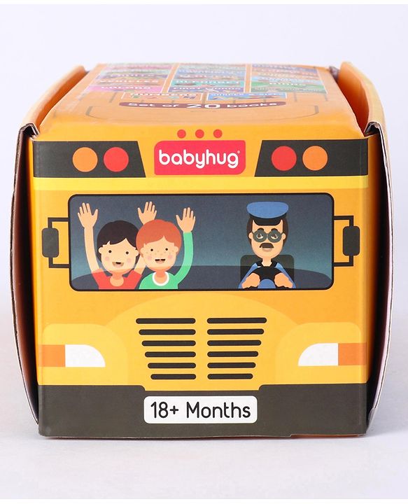 Babyhug School Bus Board Books- Set of 20| Back to Back 22 Pages| Basic Concepts|Early Learning Pocket-Sized Pre-School book|Premium & Handy|Ideal for Gifting