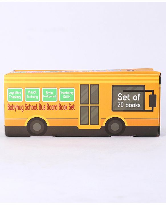 Babyhug School Bus Board Books- Set of 20| Back to Back 22 Pages| Basic Concepts|Early Learning Pocket-Sized Pre-School book|Premium & Handy|Ideal for Gifting