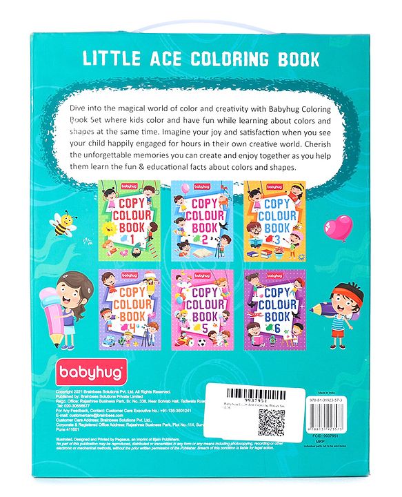 Babyhug Little Ace Coloring Books Set of 6 - English