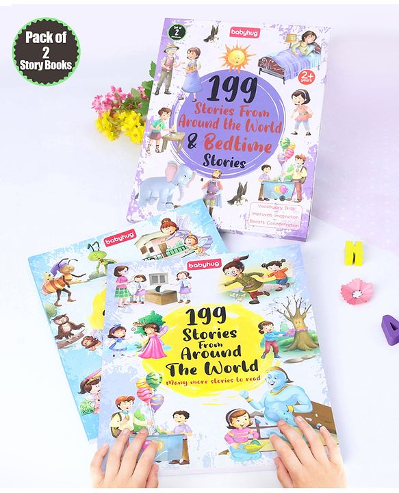 Babyhug 199 Stories From Around the World & Bedtime Books|Self teaching Stories|Colourful Illustration|Pack of 2 |English|2 to 6 Years