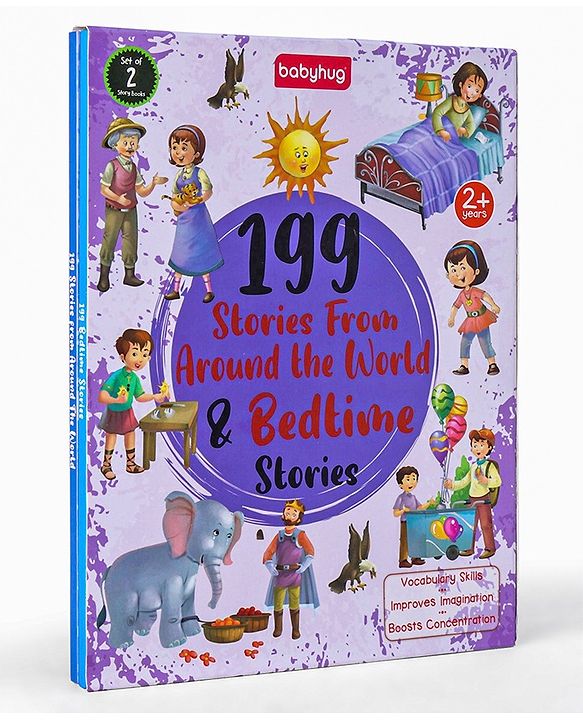 Babyhug 199 Stories From Around the World & Bedtime Books|Self teaching Stories|Colourful Illustration|Pack of 2 |English|2 to 6 Years