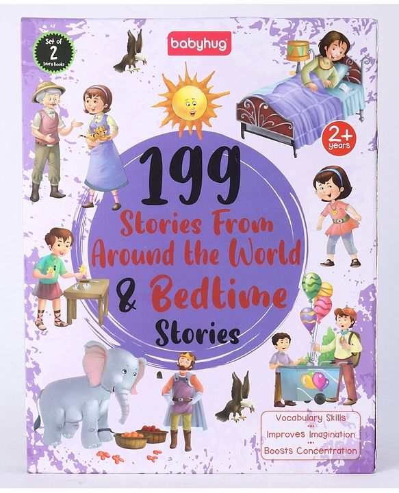Babyhug 199 Stories From Around the World & Bedtime Books|Self teaching Stories|Colourful Illustration|Pack of 2 |English|2 to 6 Years