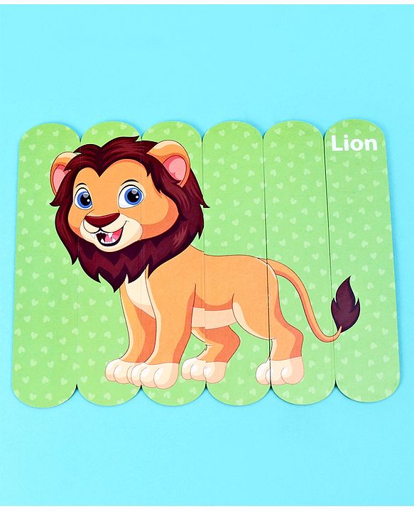 Babyhug Pet and Wild Animals 18 Double Side Stick Wooden Puzzle Set| Montessori Pre-School Educational and Learning Toy For 3-6 Years Kids| 6 Different Design Fun & Interesting Way To Learn Things Stick Puzzle| BIS Certified
