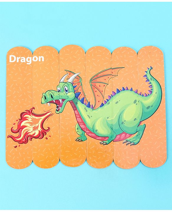 Babyhug Magical Creatures 18 Double Side Stick Wooden Puzzle Set| Montessori Pre-School Educational and Learning Toy For 3-6 Years Kids| 6 Different Design Fun & Interesting Way To Learn Things Stick Puzzle| BIS Certified