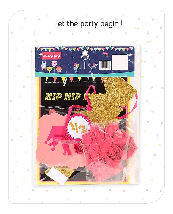 Babyhug Half Birthday Party Decor Kit Pink - Pack of 24